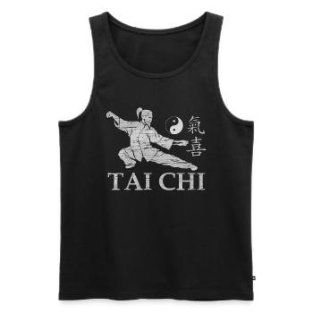 Tai Chi Master Zen Yin Yang Chakra Energy Happiness - Men's Premium Organic Tank Top - black - Front - AI Model Male 178 light (178cm)
