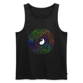 Qigong Yin Yang Symbole Mandala Zen Tai Chi - Débardeur bio Premium Homme - noir - Devant - AI Model Male 178 light (178cm)