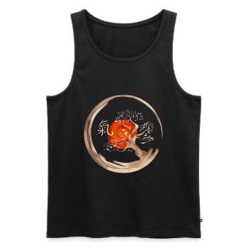 Qigong Bonsai Circle Chinese Energy Symbol - Men's Premium Organic Tank Top - black - Front - AI Model Male 178 light (178cm)