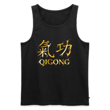 Qigong Symboles chinois Qi Gong Chakra Tai Chi - Débardeur bio Premium Homme - noir - Devant - AI Model Male 178 light (178cm)