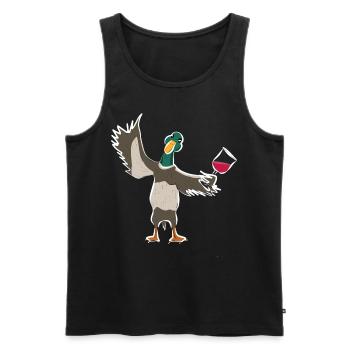 Süße Ente Entchen mit Rotwein lädt zum trinken ein - Männer Premium Bio Tank Top - Schwarz - Vorne - AI Model Male 178 light (178cm)