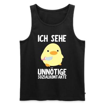 Ünnötige Sozialkontakte Ente mit Messer Meme Küken - Männer Premium Bio Tank Top - Schwarz - Vorne - Michal (187cm)
