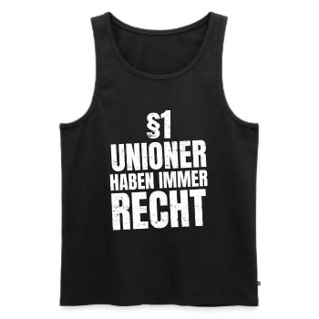 Regel 1 Unioner haben immer recht Fußball Spruch - Männer Premium Bio Tank Top - Schwarz - Vorne - Michal (187cm)