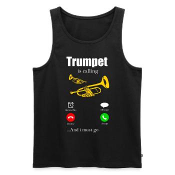 trumpet - Men's Premium Organic Tank Top - black - Front - Michal (187cm)