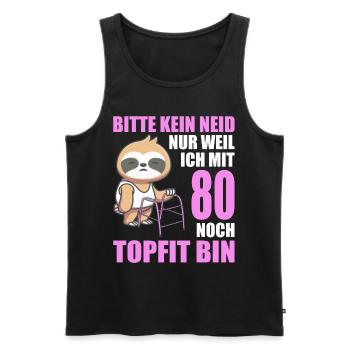 80. Geburtstag 80 Jahre Faultier Faultiere - Männer Premium Bio Tank Top - Schwarz - Vorne - AI Model Male 178 light (178cm)
