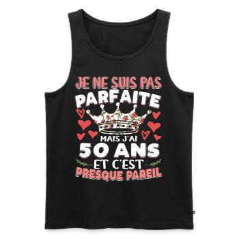 Anniv 50 ans Anniversaire Humour - Débardeur bio Premium Homme - noir - Devant - Michal (187cm)