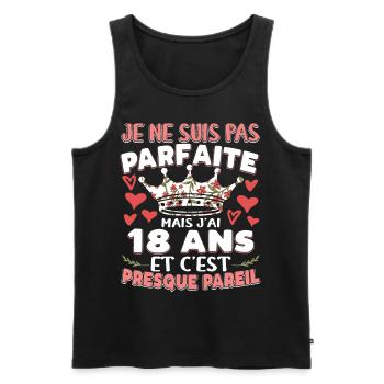 Anniv 18 ans Anniversaire Fille Humour - Débardeur bio Premium Homme - noir - Devant - Michal (187cm)