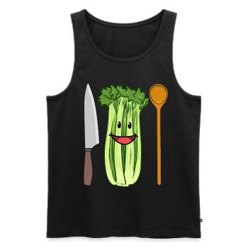 Céleri Légumes céleri à la scie - Débardeur bio Premium Homme - noir - Devant - Michal (187cm)