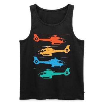Retro Sunset Helicopter - Men's Premium Organic Tank Top - black - Front - AI Model Male 178 light (178cm)