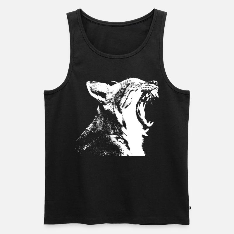 Luchs Wildkatze Motiv - Männer Premium Bio Tank Top - Schwarz