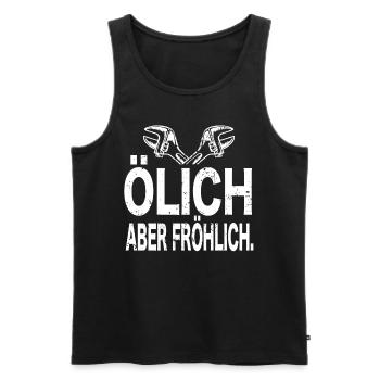 Ölich Aber Fröhlich KFZ-Mechaniker Auto Schrauber - Männer Premium Bio Tank Top - Schwarz - Vorne - AI Model Male 178 light (178cm)