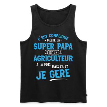 Super papa et agriculteur cadeau humour je gère - Débardeur bio Premium Homme - noir - Devant - Michal (187cm)