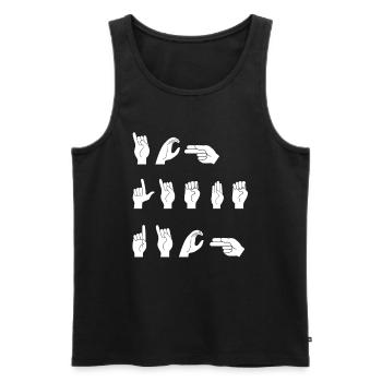 Je t’aime Langue des signes Geste - Débardeur bio Premium Homme - noir - Devant - Michal (187cm)