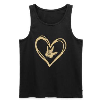 Langue des signes Coeur I love you - Débardeur bio Premium Homme - noir - Devant - Michal (187cm)