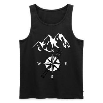 Berge Gipfel Bergsport Bergsteigen Kompass Sport - Männer Premium Bio Tank Top - Schwarz - Vorne - Michal (187cm)