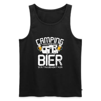 Camping Bier Spruch - Männer Premium Bio Tank Top - Schwarz - Vorne - AI Model Male 178 light (178cm)