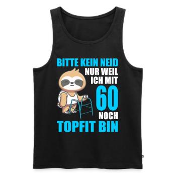 60. Geburtstag 60 Jahre Faultier Faultiere - Männer Premium Bio Tank Top - Schwarz - Vorne - Michal (187cm)