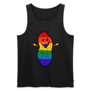Peanut Baby LGBT Rainbow Flag Gay Pride - Men's Premium Organic Tank Top - black - Front - Michal (187cm)