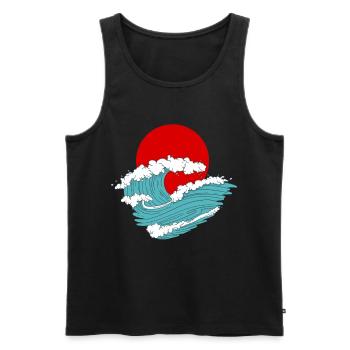 Japon Vague Asiatique rétro tatouage art - Débardeur bio Premium Homme - noir - Devant - Michal (187cm)