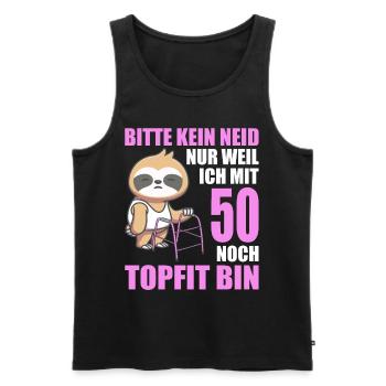 50. Geburtstag 50 Jahre Faultier Faultiere - Männer Premium Bio Tank Top - Schwarz - Vorne - Michal (187cm)