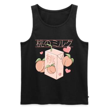 Japanischer Pfirsich Saft retro Anime Design - Männer Premium Bio Tank Top - Schwarz - Vorne - Michal (187cm)