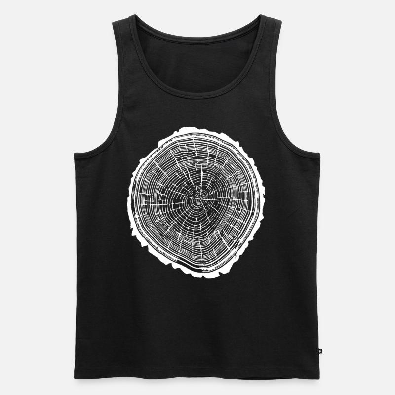 Holzscheibe mit Rinde - Männer Premium Bio Tank Top - Schwarz