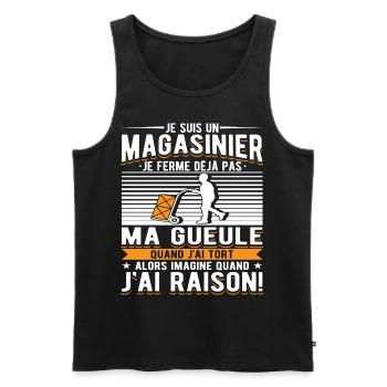 Magasinier Cadeau - Débardeur bio Premium Homme - noir - Devant - Michal (187cm)
