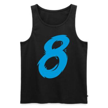 Nombre 8 - Débardeur bio Premium Homme - noir - Devant - AI Model Male 178 light (178cm)