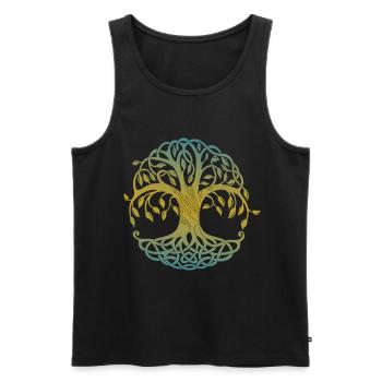 Tribal Yggdrasil Tattoo Wikinger Design Baum - Männer Premium Bio Tank Top - Schwarz - Vorne - Michal (187cm)