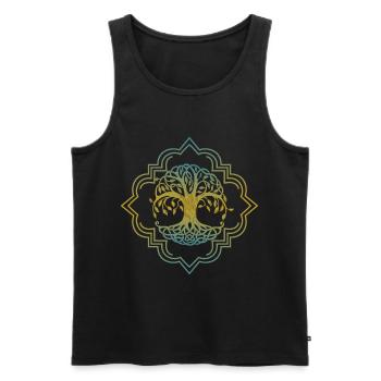 Der Weltenbaum Yggdrasil Wikinger Tattoo Design - Männer Premium Bio Tank Top - Schwarz - Vorne - AI Model Male 178 light (178cm)