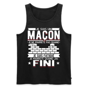 Maçon Maçonnerie Humour Macon - Débardeur bio Premium Homme - noir - Devant - AI Model Male 178 light (178cm)
