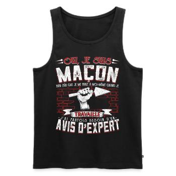 Maçon Maçonnerie Humour Macon - Débardeur bio Premium Homme - noir - Devant - AI Model Male 178 light (178cm)