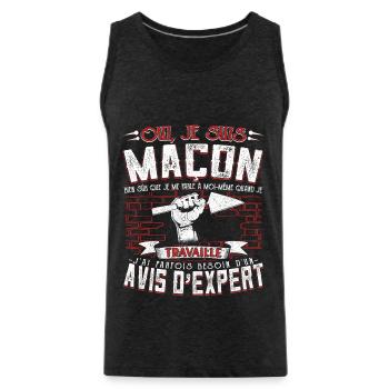 Maçon Maçonnerie Humour Macon - Débardeur bio Premium Homme - charbon - Devant - Alexander (188cm)