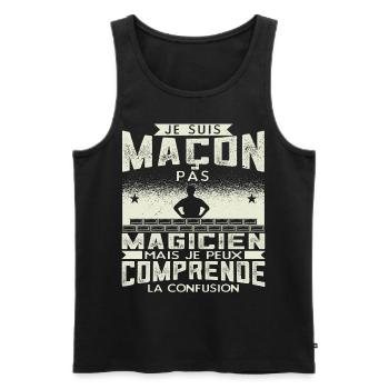 Maçon Maçonnerie Humour Macon - Débardeur bio Premium Homme - noir - Devant - AI Model Male 178 light (178cm)