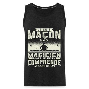 Maçon Maçonnerie Humour Macon - Débardeur bio Premium Homme - charbon - Devant - Alexander (188cm)