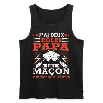 Papa Maçon Père Maçonnerie Construction Maison - Débardeur bio Premium Homme - noir - Devant - Michal (187cm)