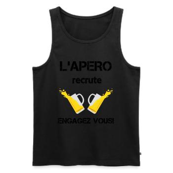 L'apero recrute engagez vous! - Débardeur bio Premium Homme - noir - Devant - Michal (187cm)