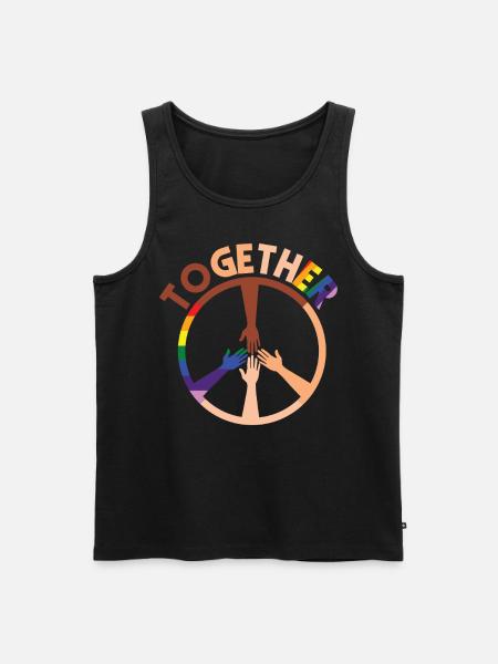 Human Rights Together Peace Sign - Men's Premium Organic Tank Top - black