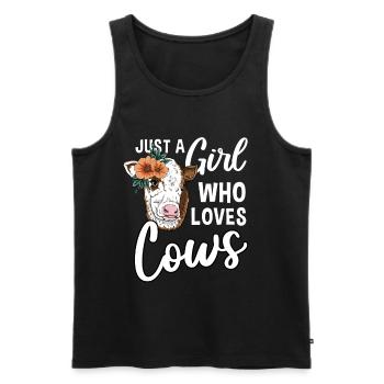 Juste A Girl Who Loves Cows. - Débardeur bio Premium Homme - noir - Devant - Michal (187cm)