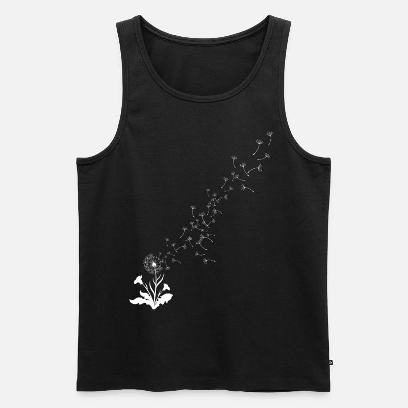 Pusteblume, Löwenzahn, Wind - Männer Premium Bio Tank Top - Schwarz