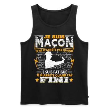 Maçon Maçonnerie Macon - Débardeur bio Premium Homme - noir - Devant - AI Model Male 178 light (178cm)