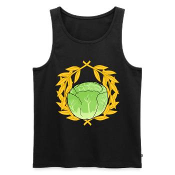 White cabbage cabbage cabbage leafy vegetables vegetables Vegan - Men's Premium Organic Tank Top - black - Front - AI Model Male 178 light (178cm)
