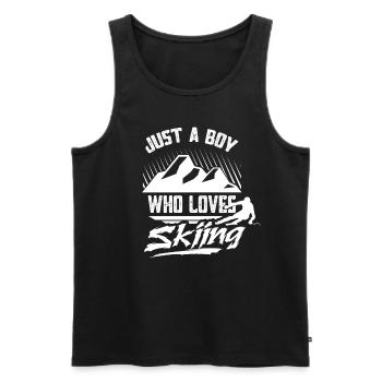Nur Ein Junge Der Skifahren Liebt Skifahrer Ski - Männer Premium Bio Tank Top - Schwarz - Vorne - Michal (187cm)