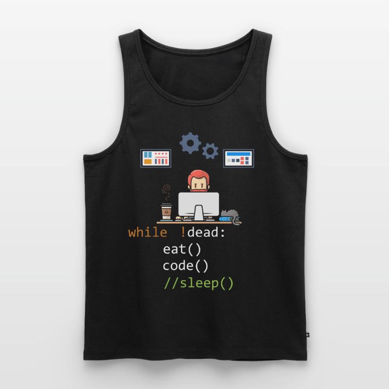 Dead Eat Code Sleep Funny Programming Computer Pro Débardeur bio Premium Homme