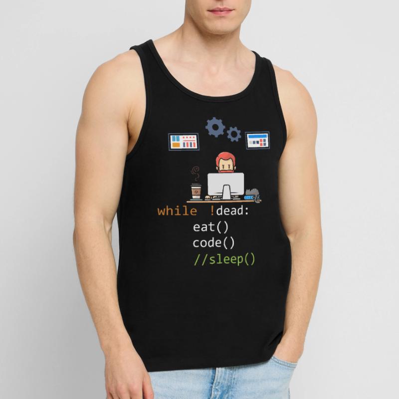 Dead Eat Code Sleep Funny Programming Computer Pro Débardeur bio Premium Homme