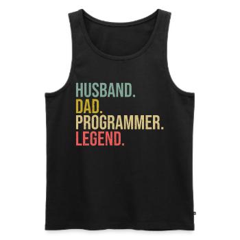 Husband Dad Programmer Legend Fathers Day Programm - Männer Premium Bio Tank Top - Schwarz - Vorne - AI Model Male 178 light (178cm)