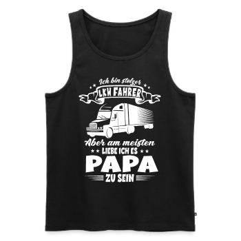 Stolzer LKW-Fahrer Papa - Lastwagen Trucker Vater - Männer Premium Bio Tank Top - Schwarz - Vorne - Michal (187cm)