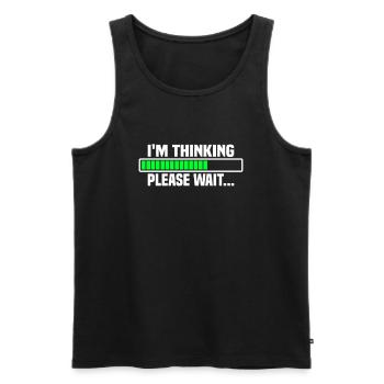 I m thinking, please wait - Männer Premium Bio Tank Top - Schwarz - Vorne - AI Model Male 178 light (178cm)