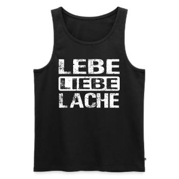 Lebe Liebe Lache - Liebespaare Geschenk - Männer Premium Bio Tank Top - Schwarz - Vorne - Michal (187cm)