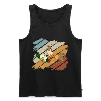 Chickens Tshirt Chicken Farm Glucke Gockel Farmer - Men's Premium Organic Tank Top - black - Front - AI Model Male 178 light (178cm)